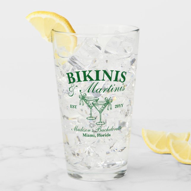 Verre Custom Bikinis and Martinis Bachelorette Party (Devant glace)