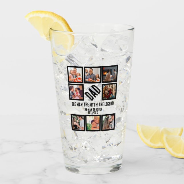 Verre Custom Funny Fête des pères Papa cadeau 8 Photo Co (Devant glace)