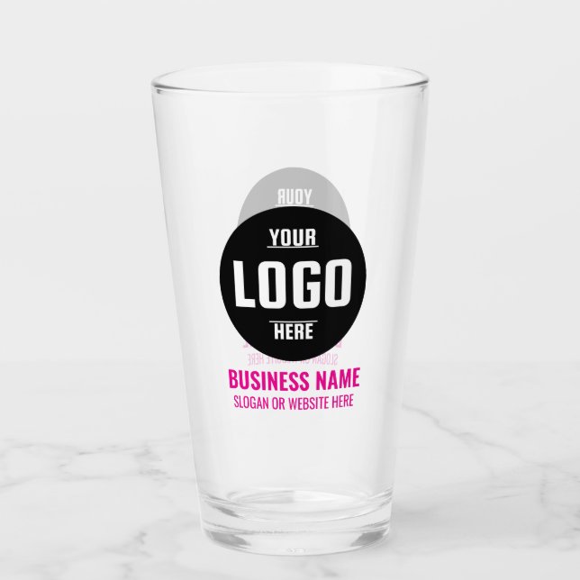 Verre Custom Logo & Text 16oz Pink Personalized Beer (Devant)