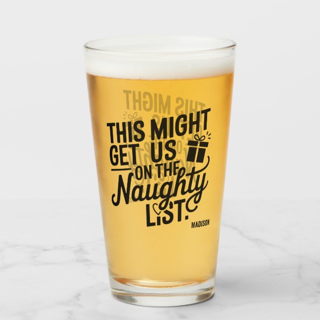 Verre Custom Name Christmas Naughty List (Dos (rempli))