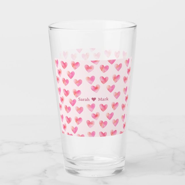 Verre Custom Names Romantic Pink Love Design -  (Devant)