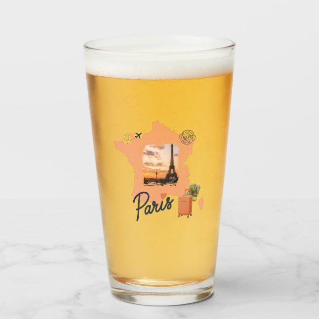 Verre Customizable Travel Themed Paris Drinking Glass (Devant (rempli))