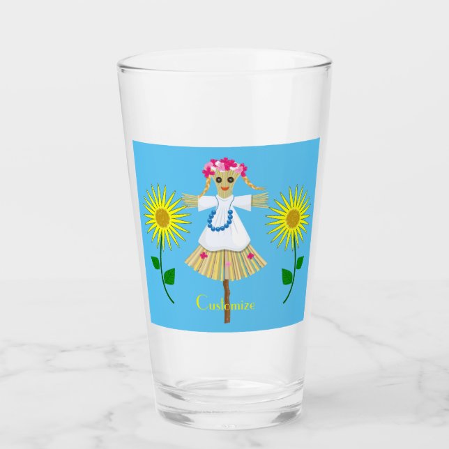 Verre Cute Blonde Pigtails Scarecrow (Devant)