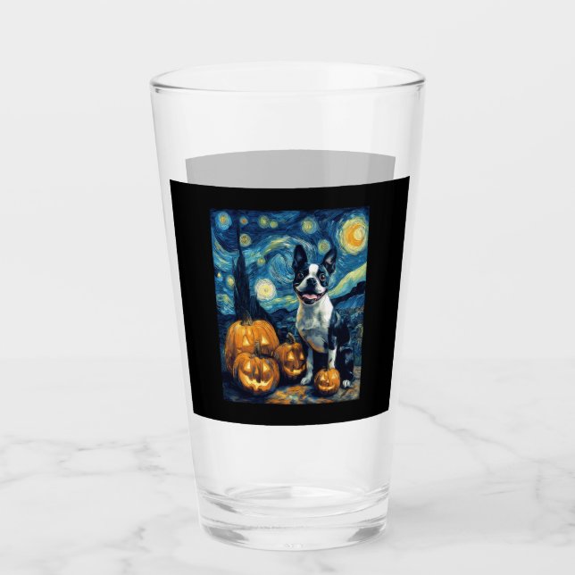 Verre Cute Boston Terrier Dog Halloween Jack O Lantern P (Devant)