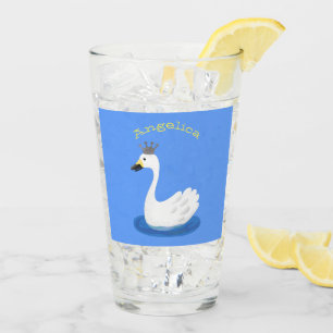 Verre Cute cygne blanc avec dessin de la couronne