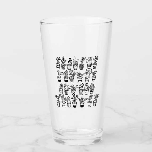 Verre Cute Doodle Plants in Pots  (Devant)