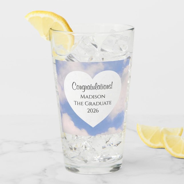 Verre Cute Graduation 2026 Congratulations Message Heart (Devant glace)