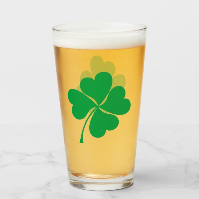 Verre Cute Green Lucky 4 coeur feuille Clover shamrock (Devant (rempli))
