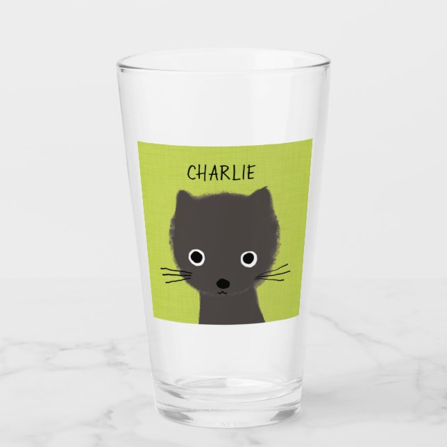 Verre Cute Grey Kitty Chat Personnalisé | Kitten gris (Devant)