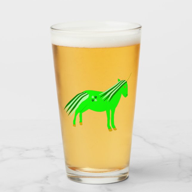 Verre Cute Irish Green et Gold Unicorn (Devant (rempli))