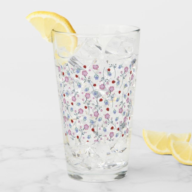 Verre Cute Ladybug Polka dot Daisy Flower Russe Motif (Devant glace)