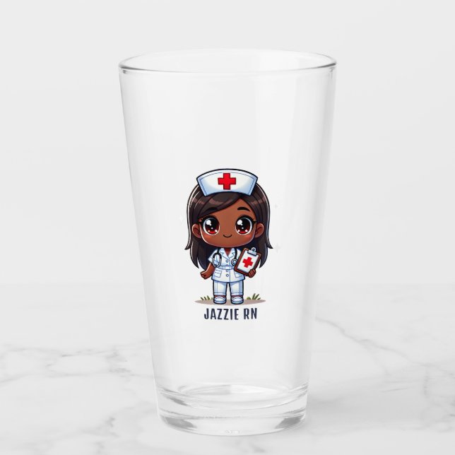Verre Cute Manga Black Nurse Cheveux Brown et yeux perso (Devant)