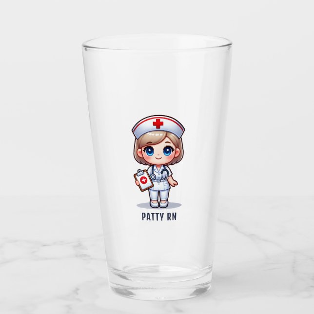 Verre Cute Manga Nurse avec cheveux blond bleu yeux Pers (Devant)
