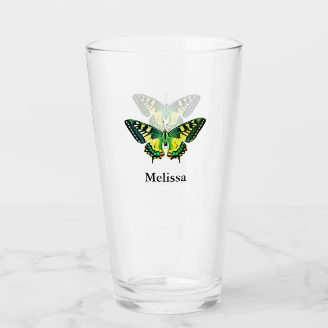 Verre Cute Modern Photography Butterfly Ajouter un nom (Devant)