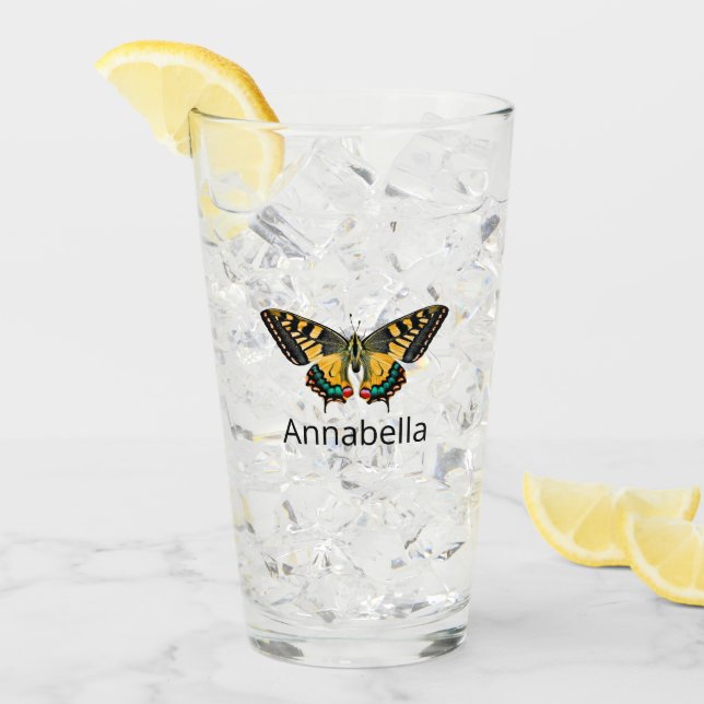 Verre Cute Modern Photography Butterfly Ajouter un nom (Devant glace)
