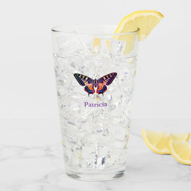 Verre Cute Modern Photography Butterfly Ajouter un nom (Dos glace)