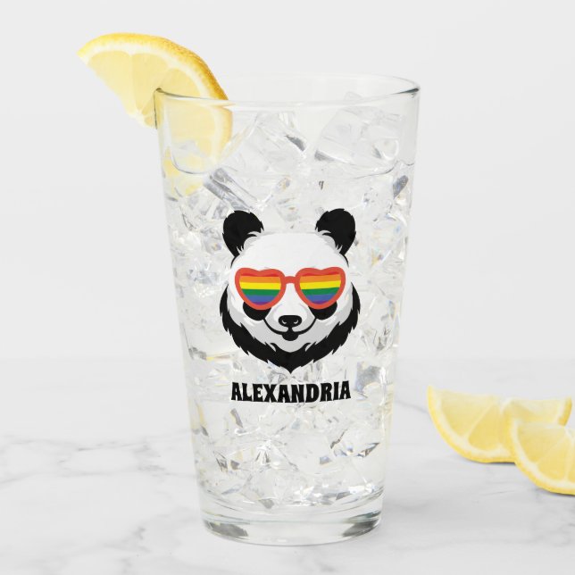 Verre Cute Ours Panda | Arc en ciel | LGBTQ (Devant glace)