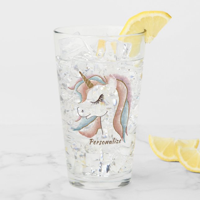 Verre Cute Pastel Baby Unicorn Boisson personnalisée (Dos glace)