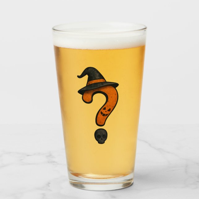 Verre Cute pumpkin Halloween question mark glass. (Devant (rempli))