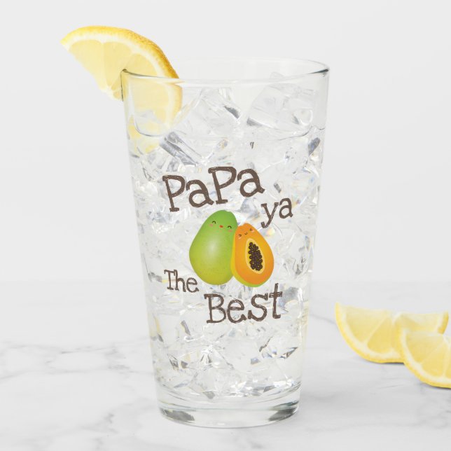 Verre Cute Punny Papaya Le Meilleur Jeu De Fruits Drôle  (Devant glace)