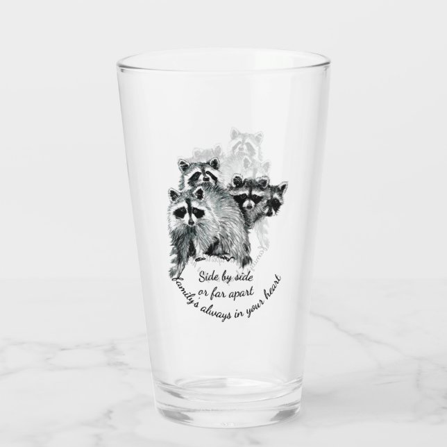 Verre Cute Raccoon Famille Citation Aquarelle Animal Art (Dos)