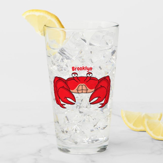 Verre Cute red crab cartoon (Devant glace)