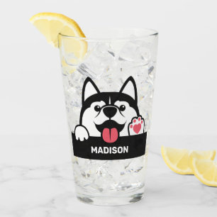 Verre Cute Siberian Husky nom personnalisé