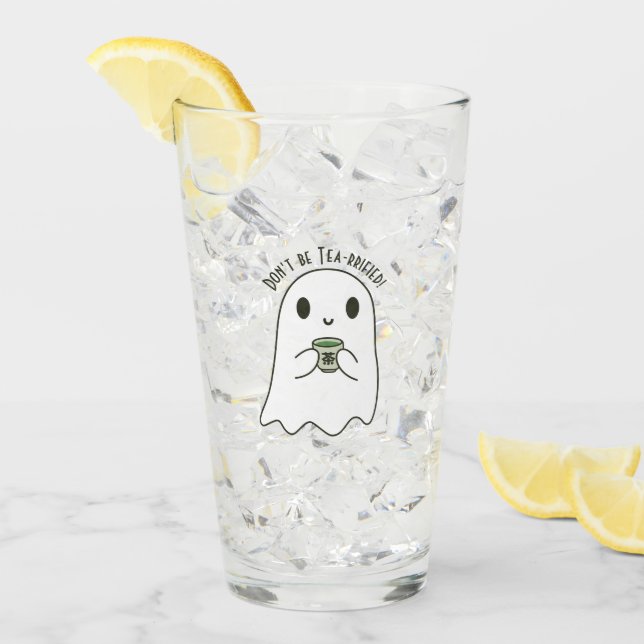 Verre Cute Smiling Ghost & japonais Tea Kanji (Devant glace)