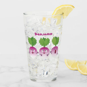 Verre Cute turnip légumes trio chanter dessin animé