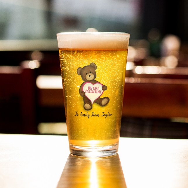 Verre Cute Valentine's Day Personnalisé (Be my Valentine cute beer glass. )
