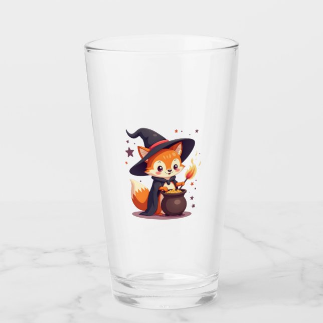 Verre Cute Witch Fox � Magical Halloween Animal Tee (Devant)