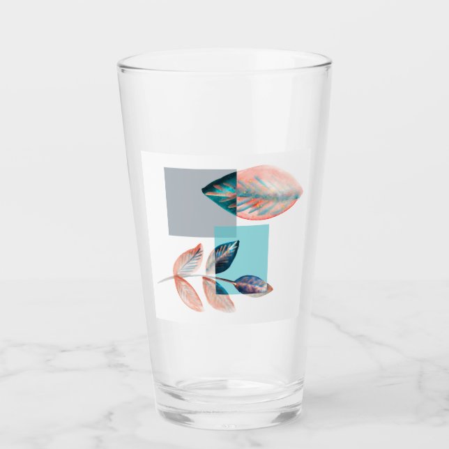 Verre Cyan Red Leaf (Devant)