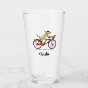 Verre Cyclisme Chien et écureuil Whimsical Animal Art