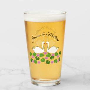 Verre Cygnes blancs et nénuphars Mariage Personnalisé