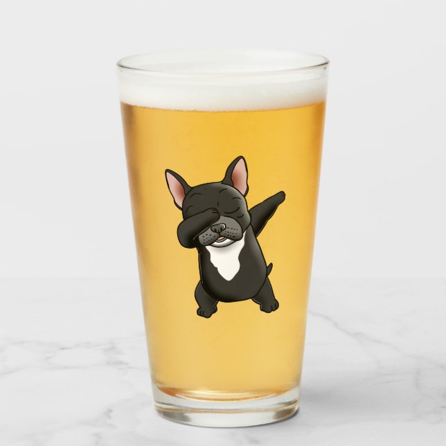 Verre Dabbing mignon Français Bulldog (Devant (rempli))