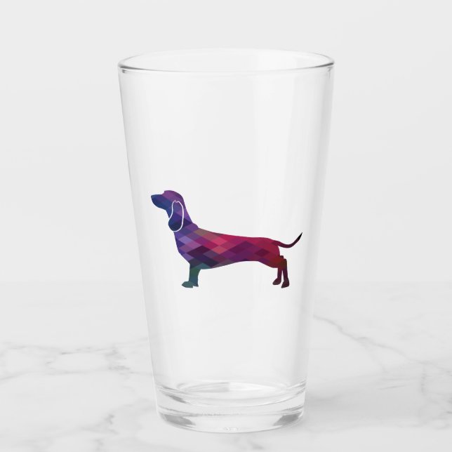Verre Dachshund Chien race Geo Silhouette Purple (Devant)