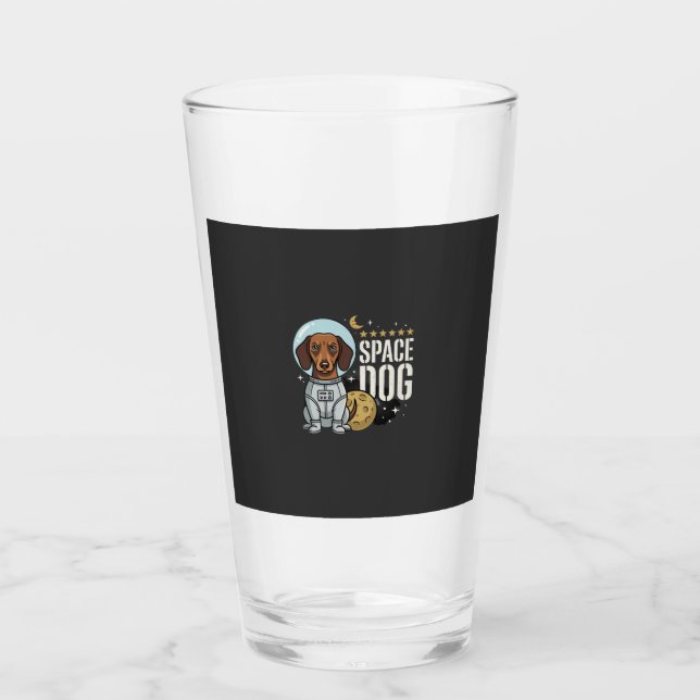 Verre Dachshund Chien Spatial Astronaute Vecteur (Devant)