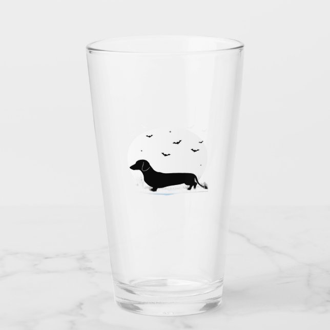 Verre Dachshund Dog � Halloween Moon Silhouette Classic  (Devant)