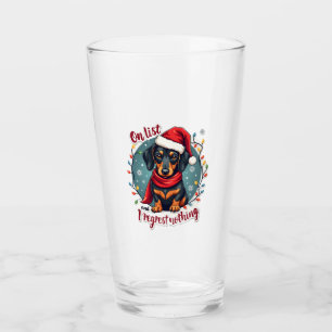 Verre Dachshund Père Noël sur la liste des vilains Dachs
