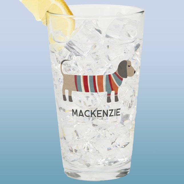Verre Dachshund Saucage Wiener Chien Personnalisé (Dachshund Sausage or Wiener dog personalized drink or beer glass)