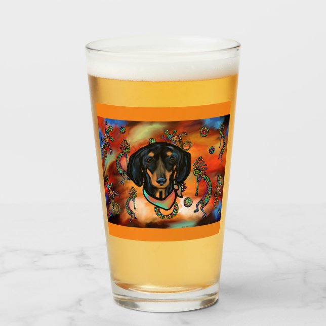 VERRE DACHSHUND SOUTHWESTERN ART (Devant (rempli))