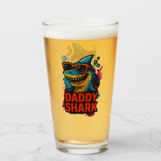 Verre Daddy Shark Fêtes des pères cadeaux (Devant (rempli))