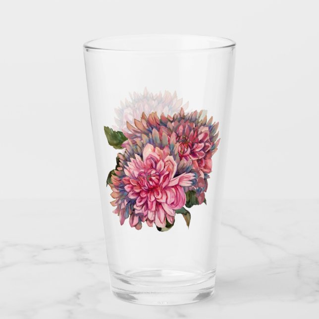 Verre Dahlia rose Fleurs Vintages (Devant)