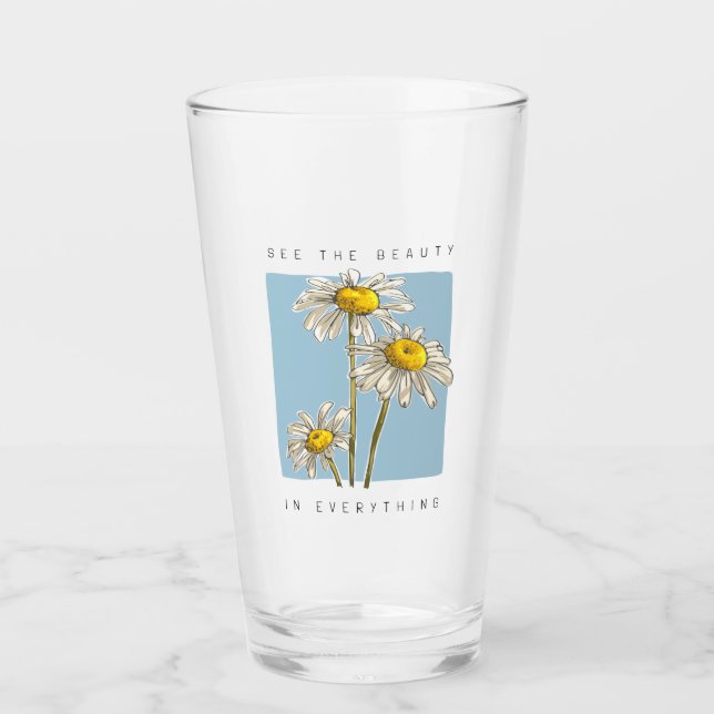 Verre Daisy Flowers Beauté Slogan (Devant)