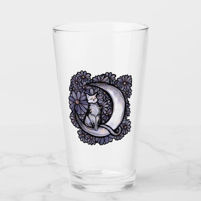 Verre Daisy Moon Chat Art Floral Moonchild Chats (Devant)