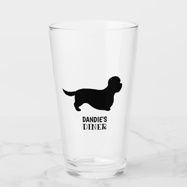 Verre Dandie Dinmont Terrier Silhouette Custom Chien rac (Devant)