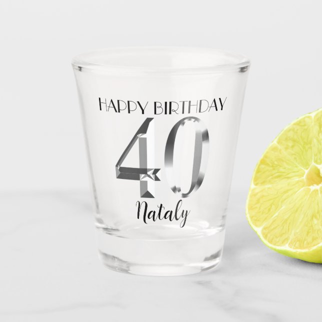 Verre de 40e anniversaire en argent métallique (Devant)