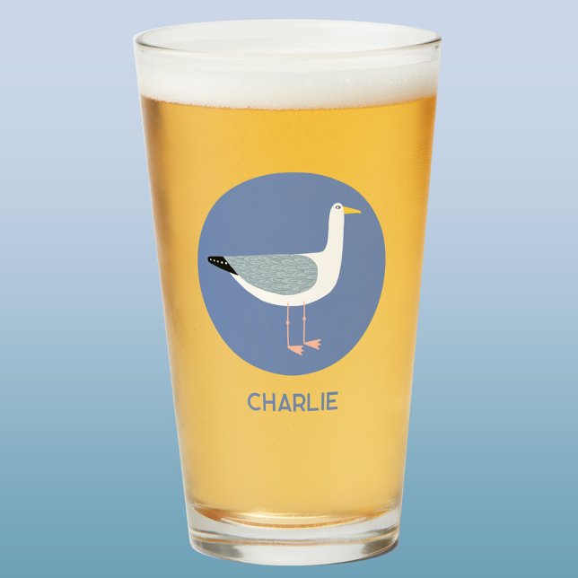 Verre de bière de goéland personnalisé (Personalized name seagull beer glass)