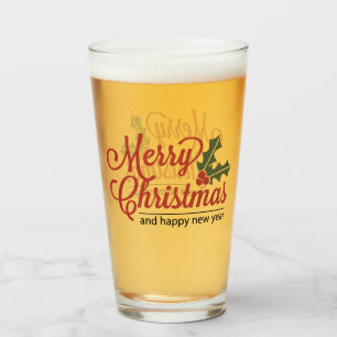 Verre de bière de houx de Joyeux Noël