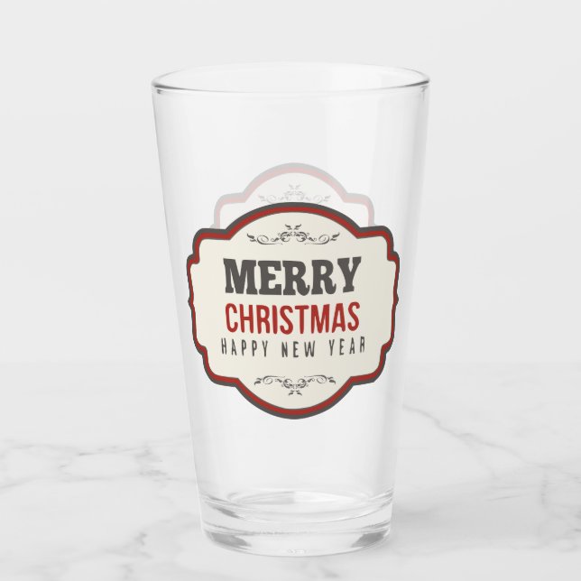 Verre de bière démodé de Noël (Devant)
